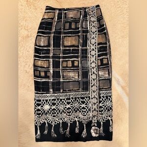 Georgiou Chic Black and Gold Patterned wrap Skirt
